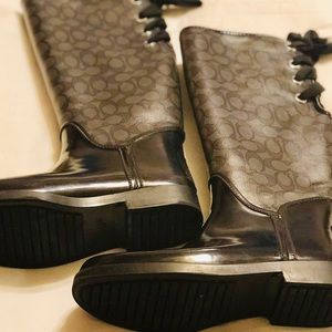 COACH Signature Black Rain Boots -Size 9